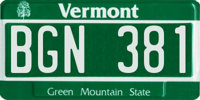 VT license plate BGN381