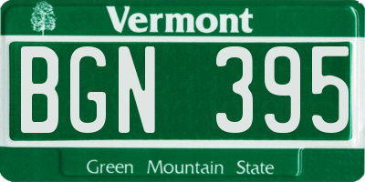VT license plate BGN395