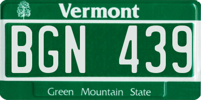 VT license plate BGN439