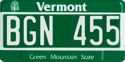 VT license plate BGN455