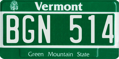 VT license plate BGN514