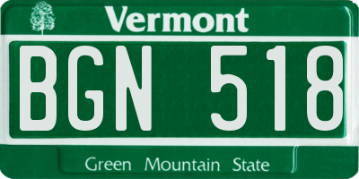 VT license plate BGN518