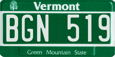 VT license plate BGN519