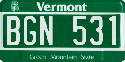 VT license plate BGN531