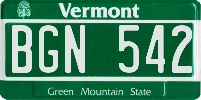 VT license plate BGN542