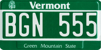 VT license plate BGN555