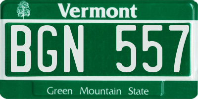 VT license plate BGN557