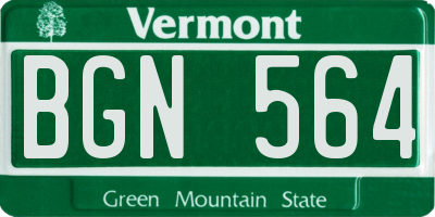 VT license plate BGN564