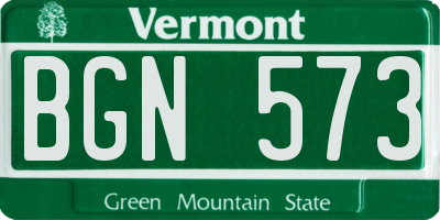 VT license plate BGN573