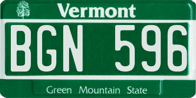 VT license plate BGN596