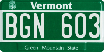 VT license plate BGN603