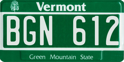 VT license plate BGN612