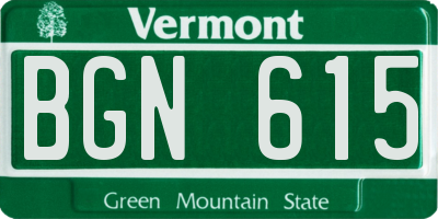 VT license plate BGN615