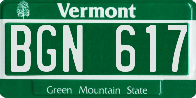 VT license plate BGN617