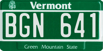 VT license plate BGN641