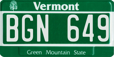 VT license plate BGN649