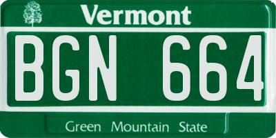 VT license plate BGN664