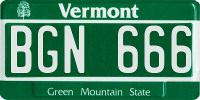 VT license plate BGN666