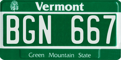 VT license plate BGN667