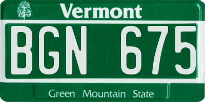 VT license plate BGN675