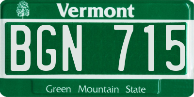 VT license plate BGN715