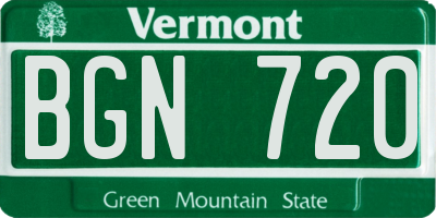 VT license plate BGN720