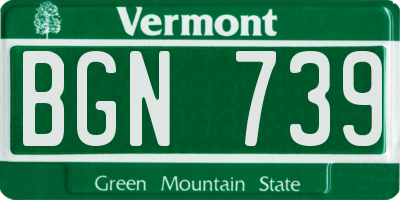 VT license plate BGN739
