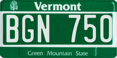VT license plate BGN750