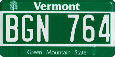 VT license plate BGN764