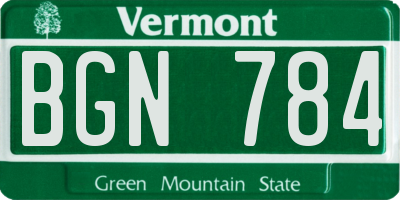 VT license plate BGN784