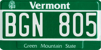 VT license plate BGN805