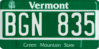 VT license plate BGN835