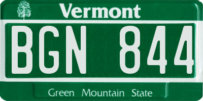 VT license plate BGN844