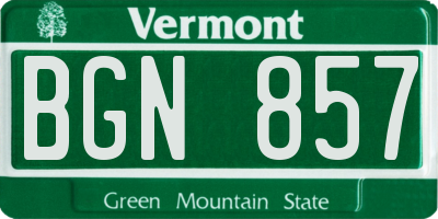 VT license plate BGN857