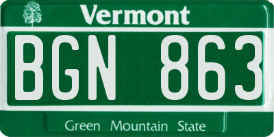 VT license plate BGN863