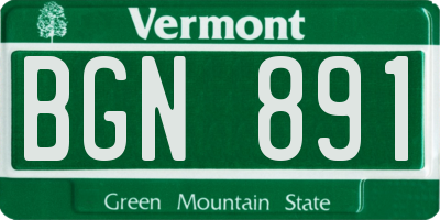 VT license plate BGN891