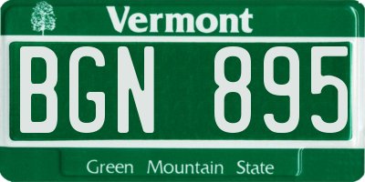 VT license plate BGN895
