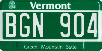 VT license plate BGN904