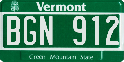 VT license plate BGN912