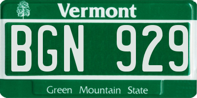 VT license plate BGN929