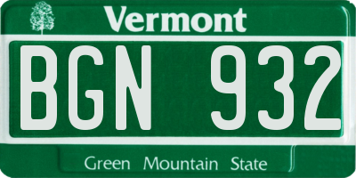 VT license plate BGN932