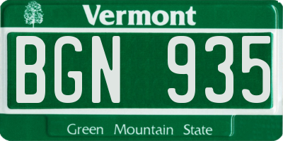 VT license plate BGN935