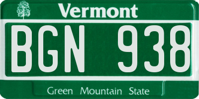 VT license plate BGN938
