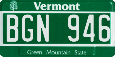 VT license plate BGN946