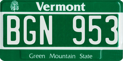 VT license plate BGN953