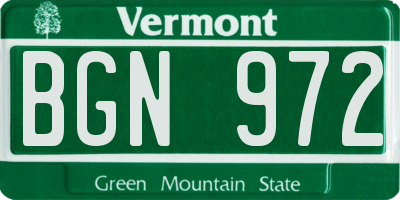 VT license plate BGN972