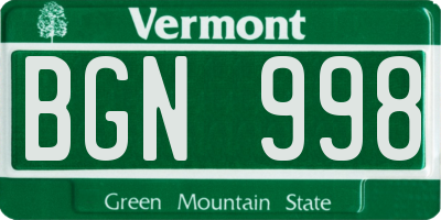 VT license plate BGN998