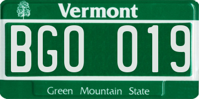 VT license plate BGO019