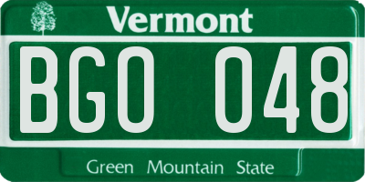 VT license plate BGO048