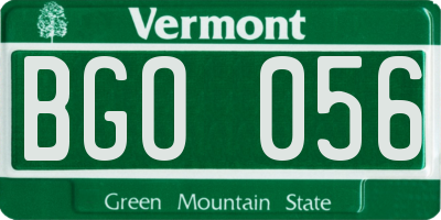 VT license plate BGO056
